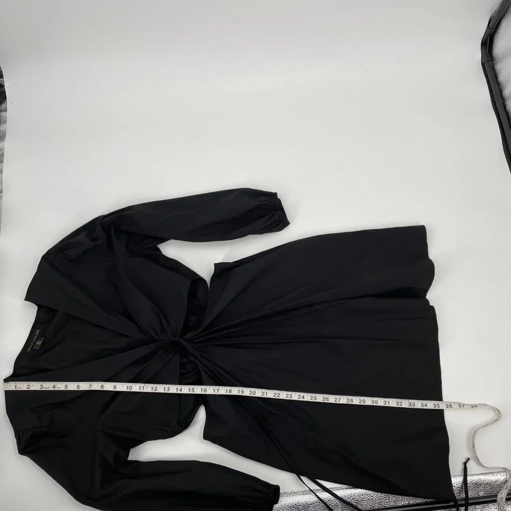 House of Harlow 1960 Black O-Ring Cutout Dress Womens Large LBD Puff Sleeves - Picture 8 of 8